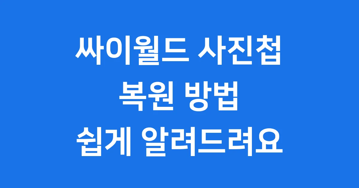 싸이월드 사진첩 복원 방법